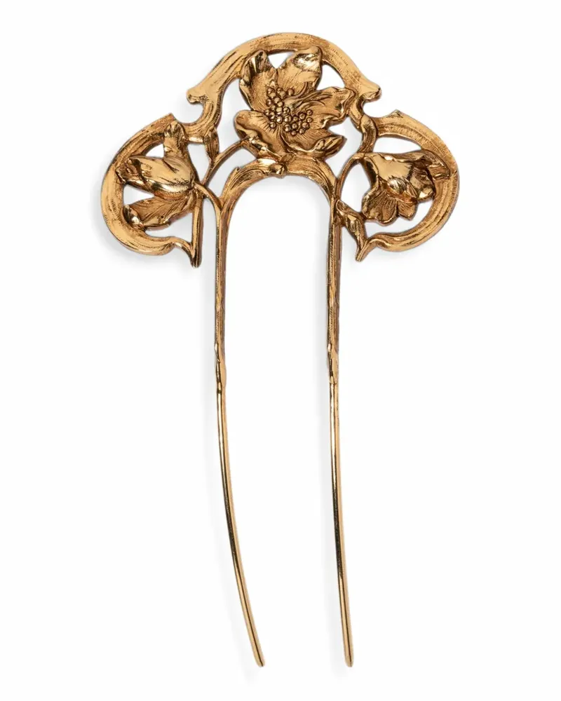 Jennifer Behr Amara Haarnadel mit Blumenmotiv - Gold Gold
