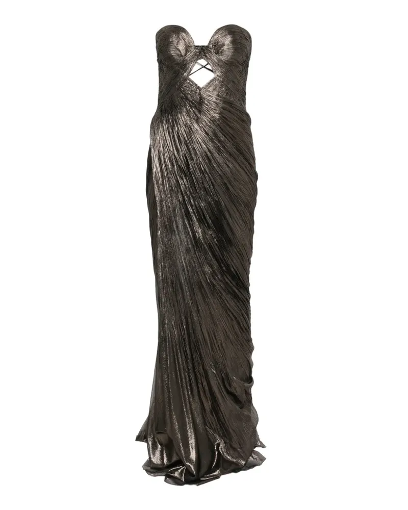 Maria Lucia Hohan Schulterfreies Zephyra Maxikleid mit Cut-Out - Braun Braun