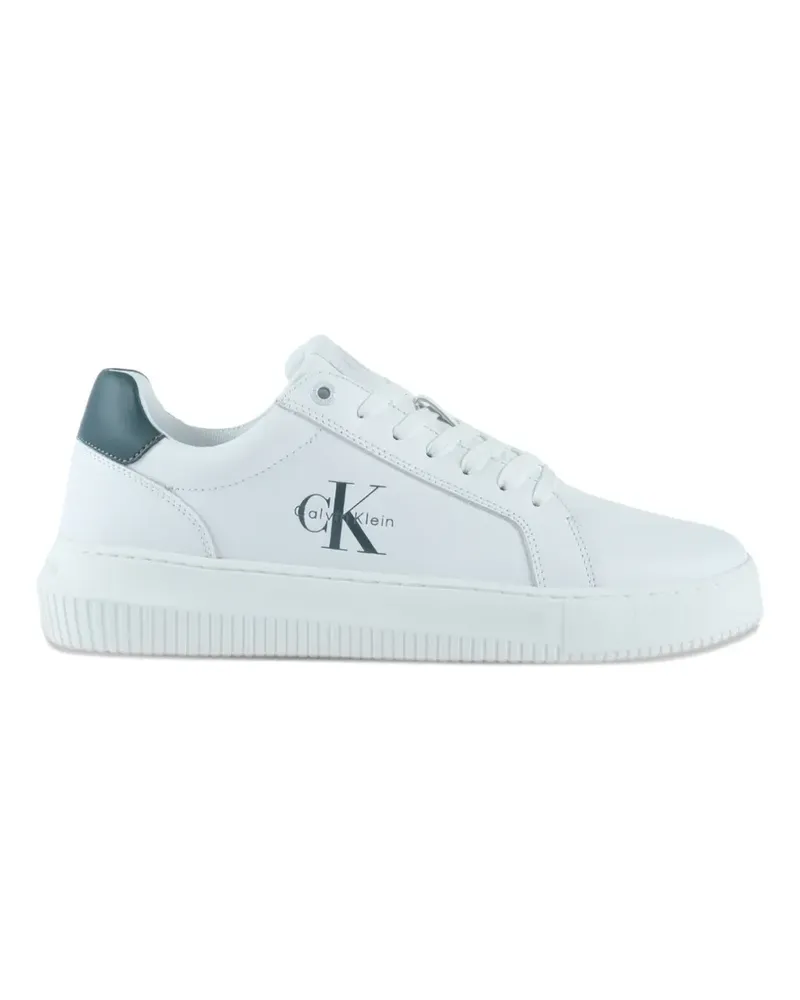 Calvin Klein logo-print leather sneakers - Weiß Weiß
