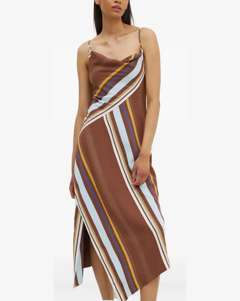 A.L.C. Gestreiftes Lauren Kleid mit Wasserfallausschnitt - Braun Braun