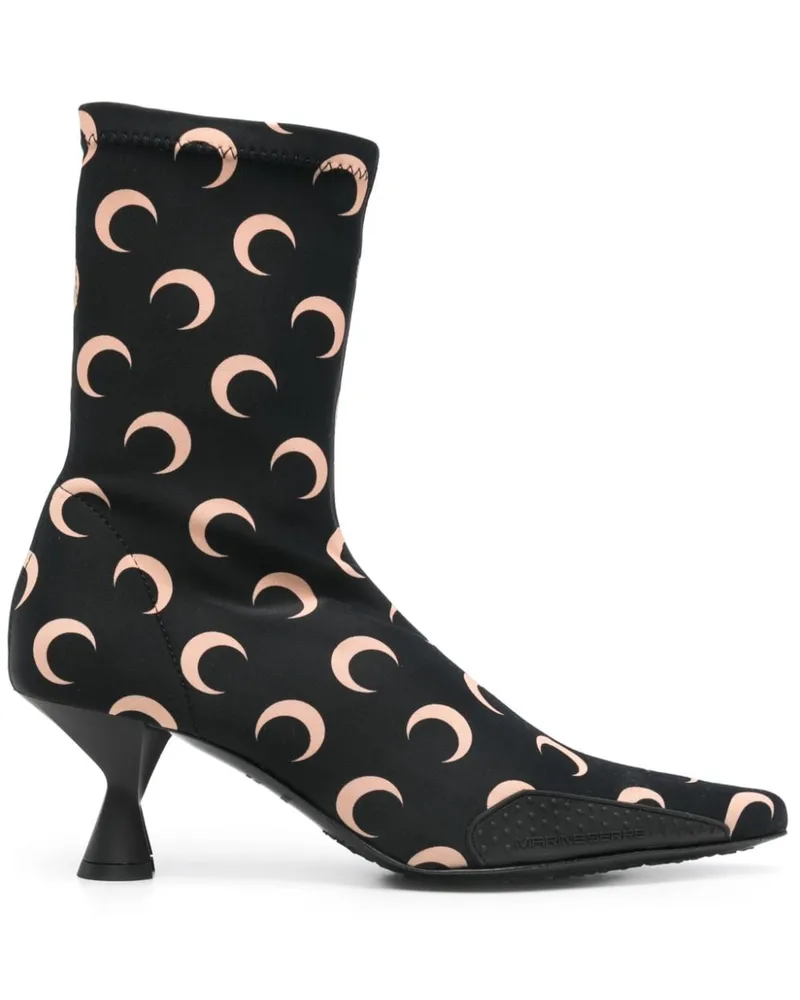 Marine Serre Stiefel mit Mond-Print 60mm - Schwarz Schwarz