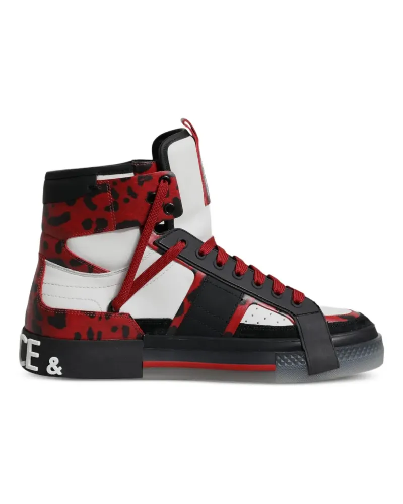 Dolce & Gabbana High-Top-Sneakers mit Leopardenprint - Rot Rot