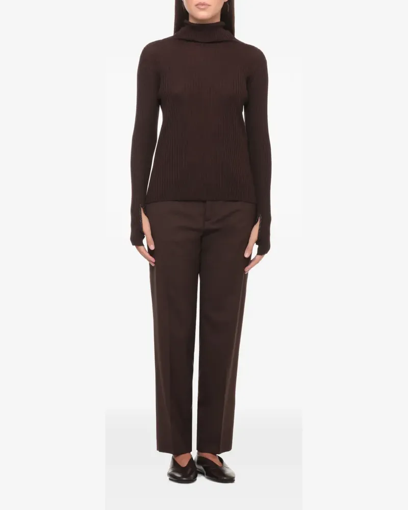 PANICALE Cashmere Gerippter Rollkragenpullover - Braun Braun