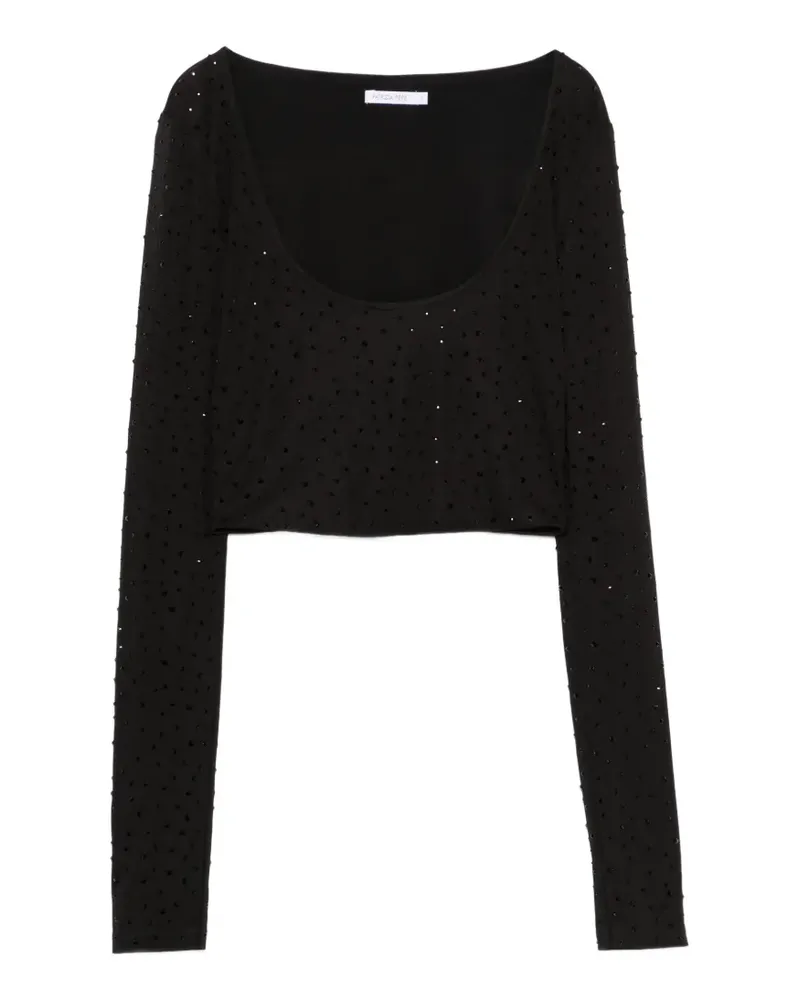 Patrizia Pepe Cropped-Oberteil mit Strass - Schwarz Schwarz