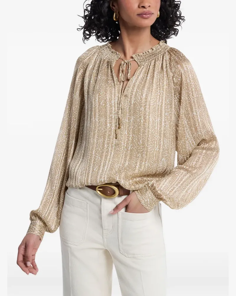 Michael Kors smocked tie-neck blouse - Nude Nude