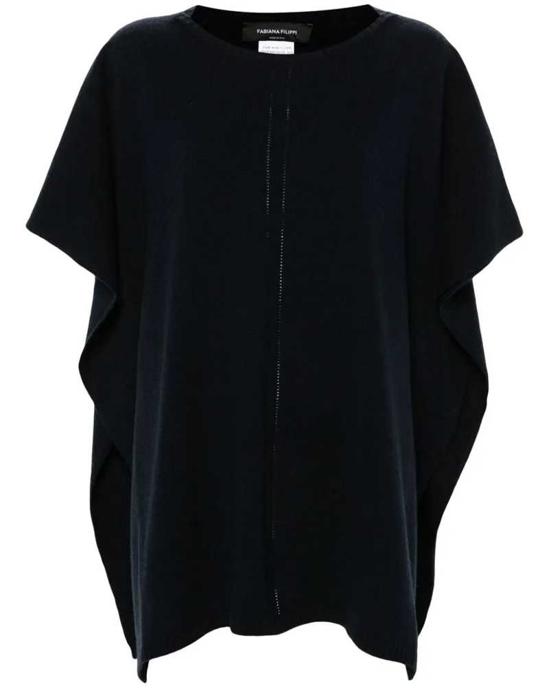 Fabiana Filippi Poncho aus Pointelle-Strick - Blau Blau