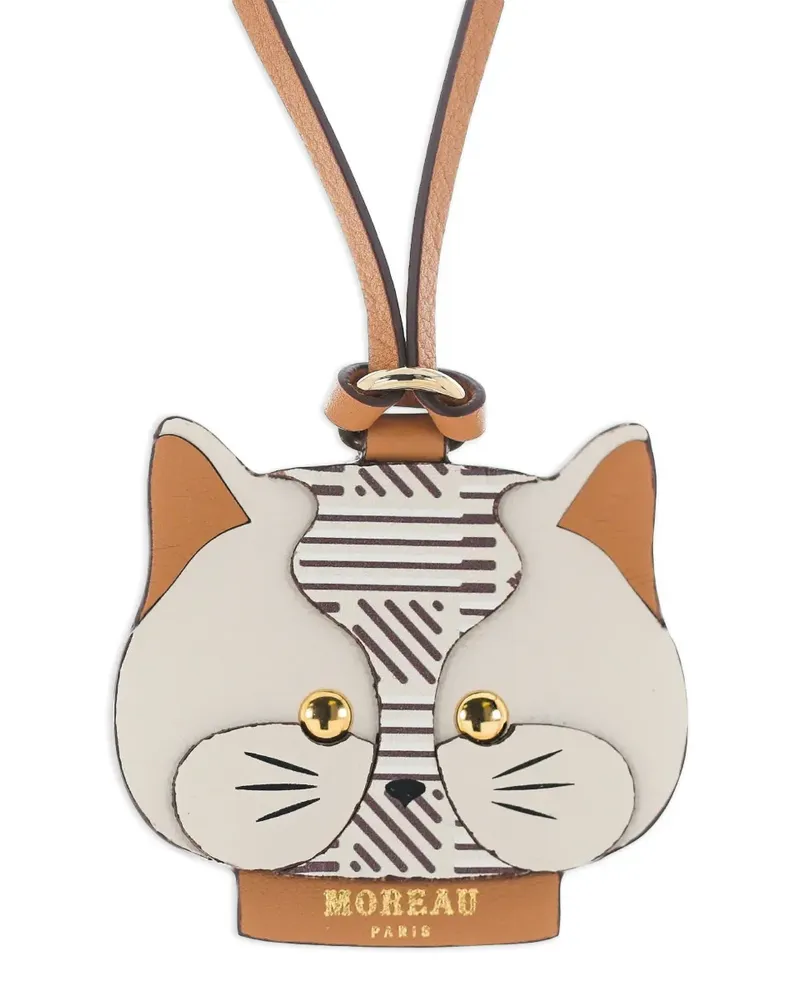 Moreau Paris cat-shape leather bag charm - Nude Nude