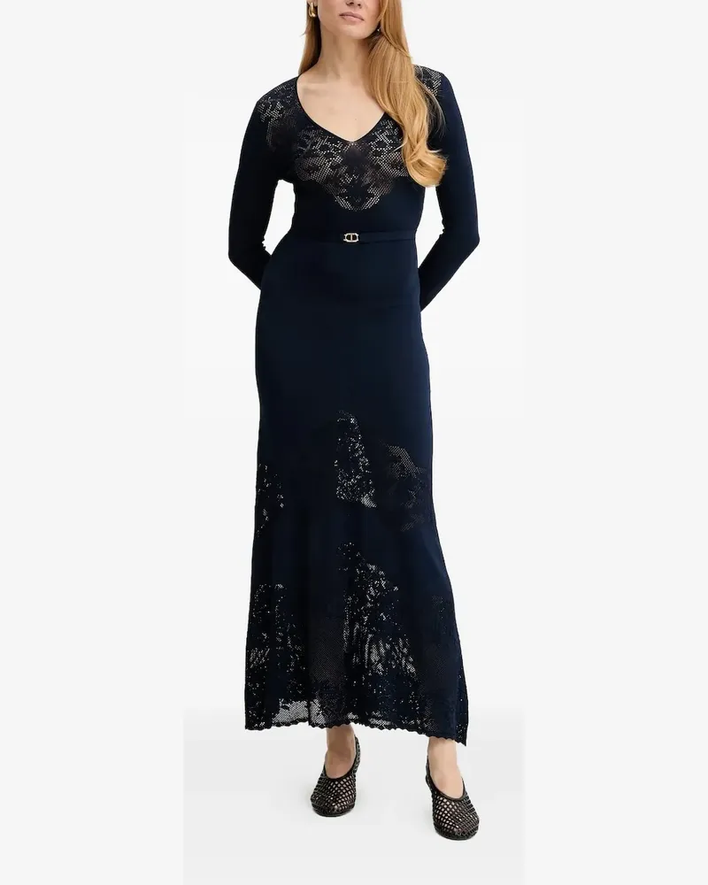 Twin-Set Maxikleid mit Gürtel - Blau Blau