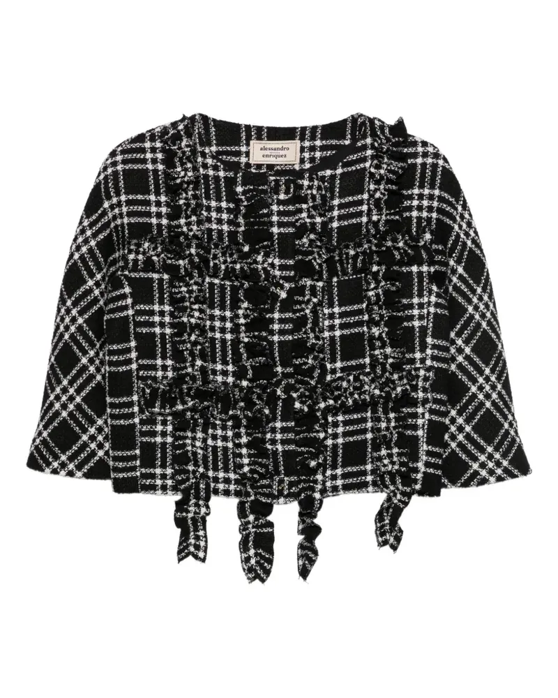 Alessandro Enriquez Gerüschte Bouclé-Jacke - Schwarz Schwarz