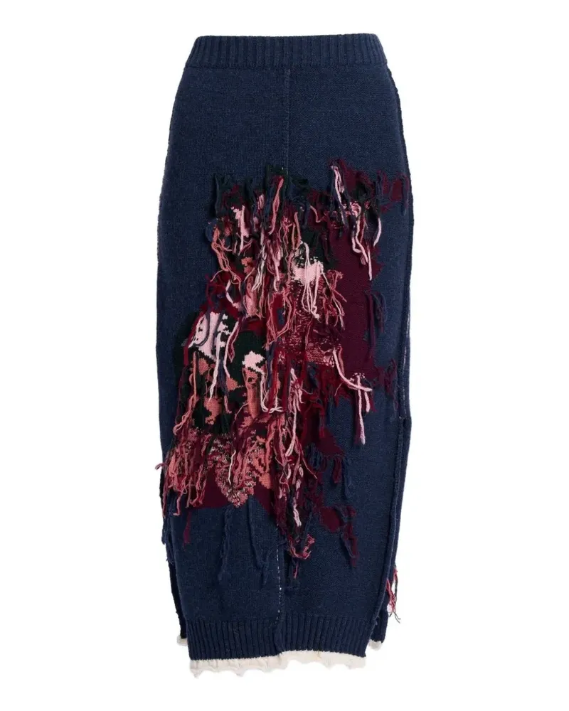Erdem fringed-detail skirt - Blau Blau