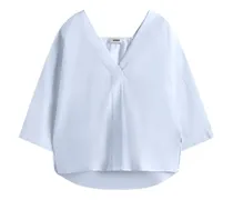 V-neck gathered-back shirt - Blau