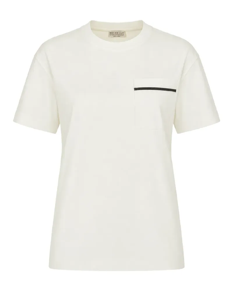 Brunello Cucinelli T-Shirt mit Brusttasche - Weiß Weiß