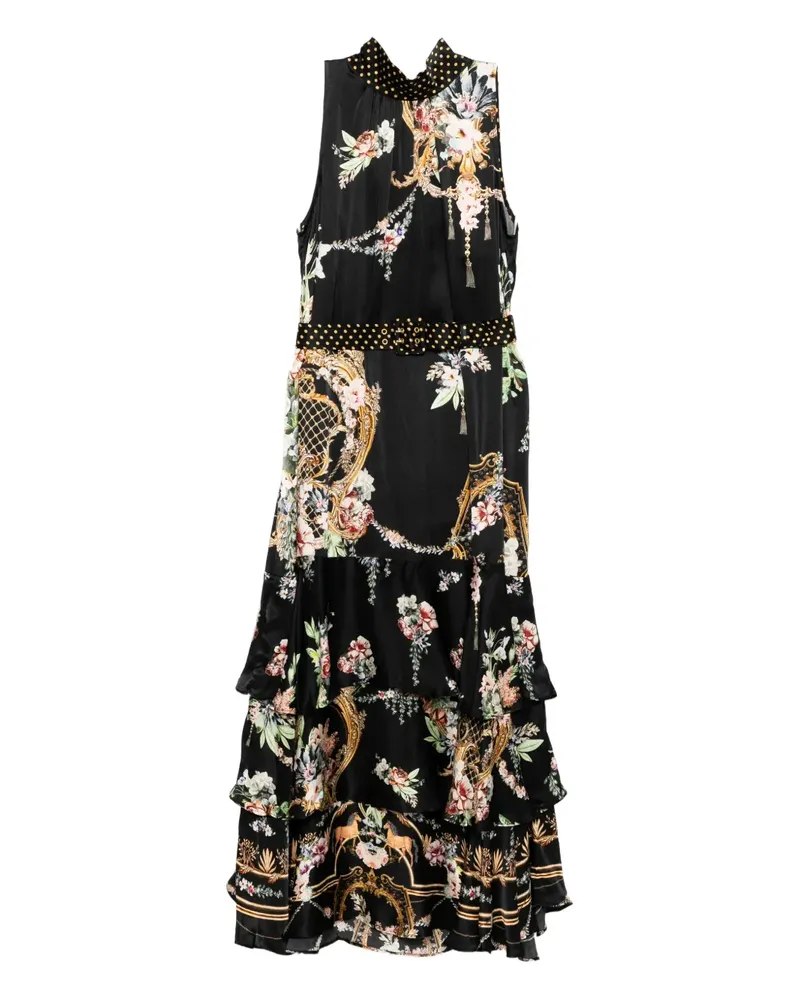Camilla Ärmelloses Kleid mit Blumen-Print - Schwarz Schwarz