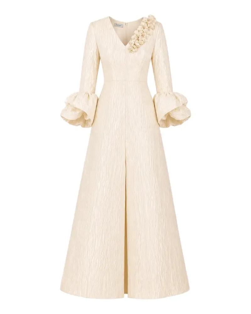 Baruni Fayha Maxikleid in A-Linie mit Blumendetail - Weiß Weiß