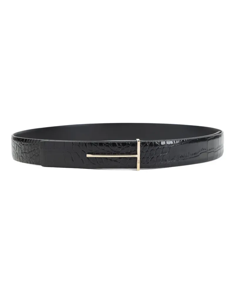 Tom Ford crocodile-effect metal belt - Schwarz Schwarz