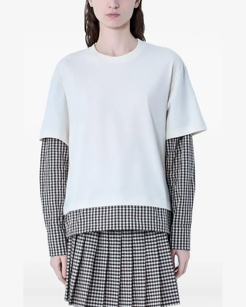 Moncler check-pattern layered T-shirt - Nude Nude