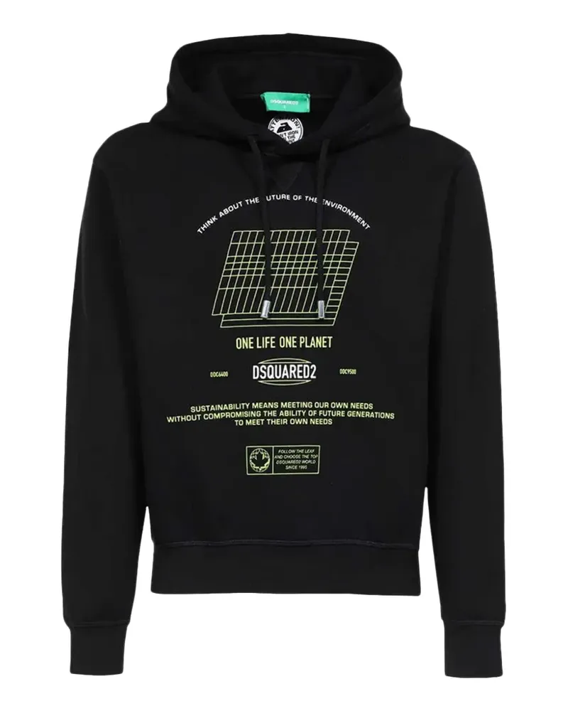 Dsquared2 One Life Manifesto Cool Hoodie - Schwarz Schwarz
