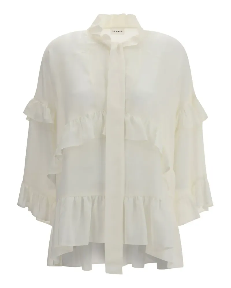 P.A.R.O.S.H. P.A.R.O H. Bluse mit Schleifenkragen - Weiß Weiß