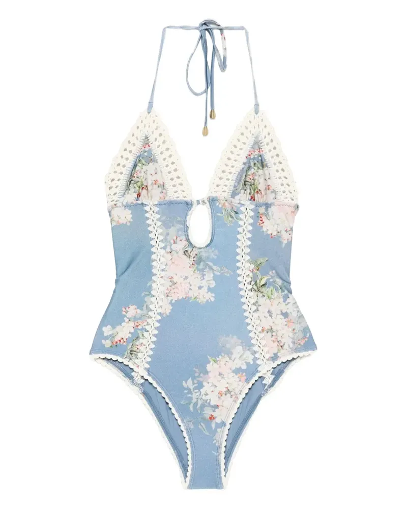 Zimmermann crochet-trimmed swimsuit - Blau Blau