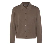 Geknöpfter Cardigan mit aufgesetzten Taschen - Braun