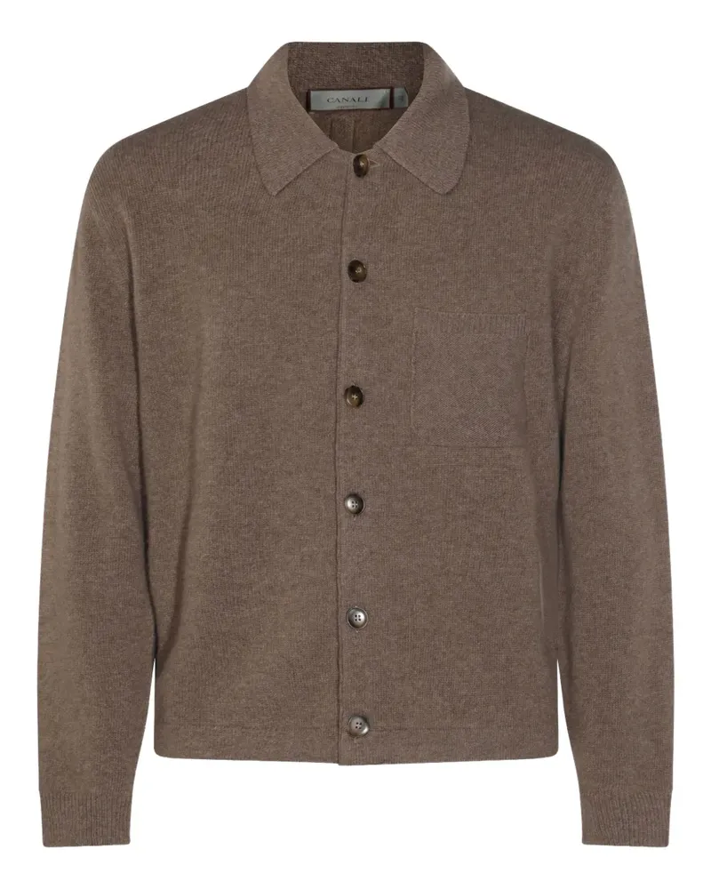 Canali Geknöpfter Cardigan mit aufgesetzten Taschen - Braun Braun