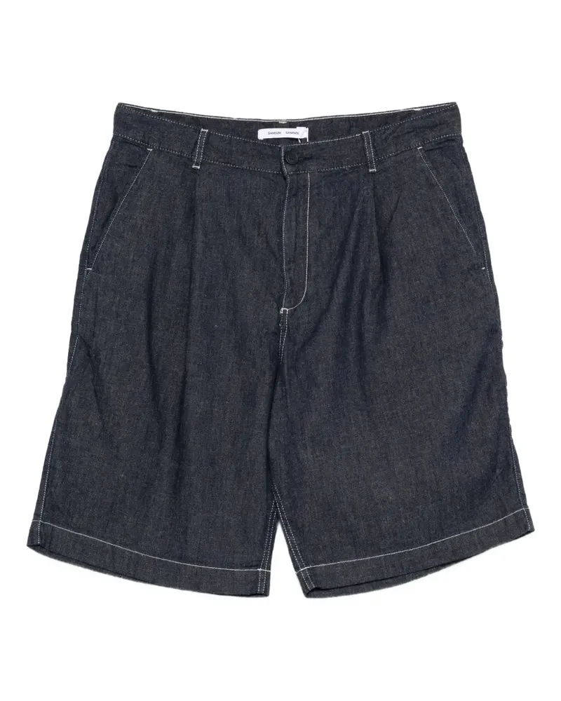 Samsøe & Samsøe Samandla pleated contrast-stitch shorts - Blau Blau