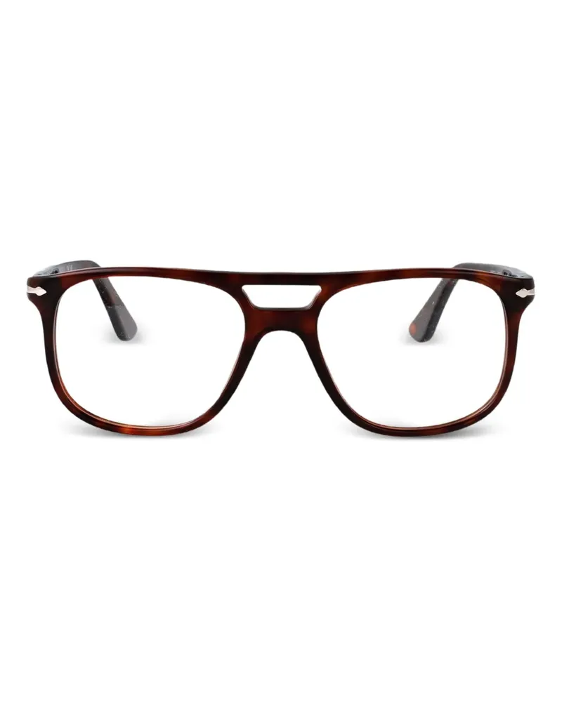 Persol Eckige Brille mit Doppelsteg - Braun Braun