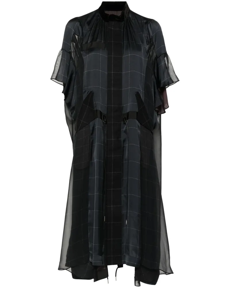 Sacai Kleid mit Windowpane-Print - Schwarz Schwarz