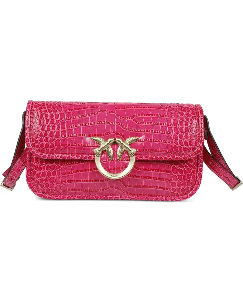 Pinko Kleine Love Box Umhängetasche mit Kroko-Effekt - Rosa Rosa
