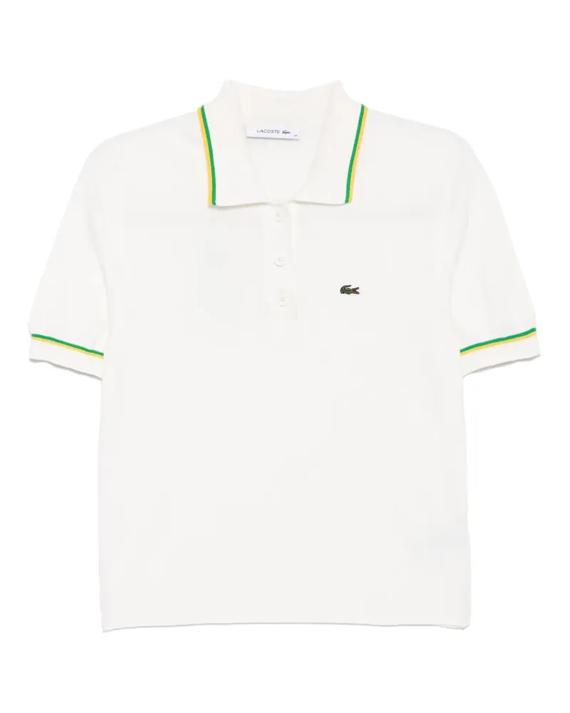 Lacoste Nahtloses Cropped-Poloshirt mit 3D-Print - Weiß Weiß