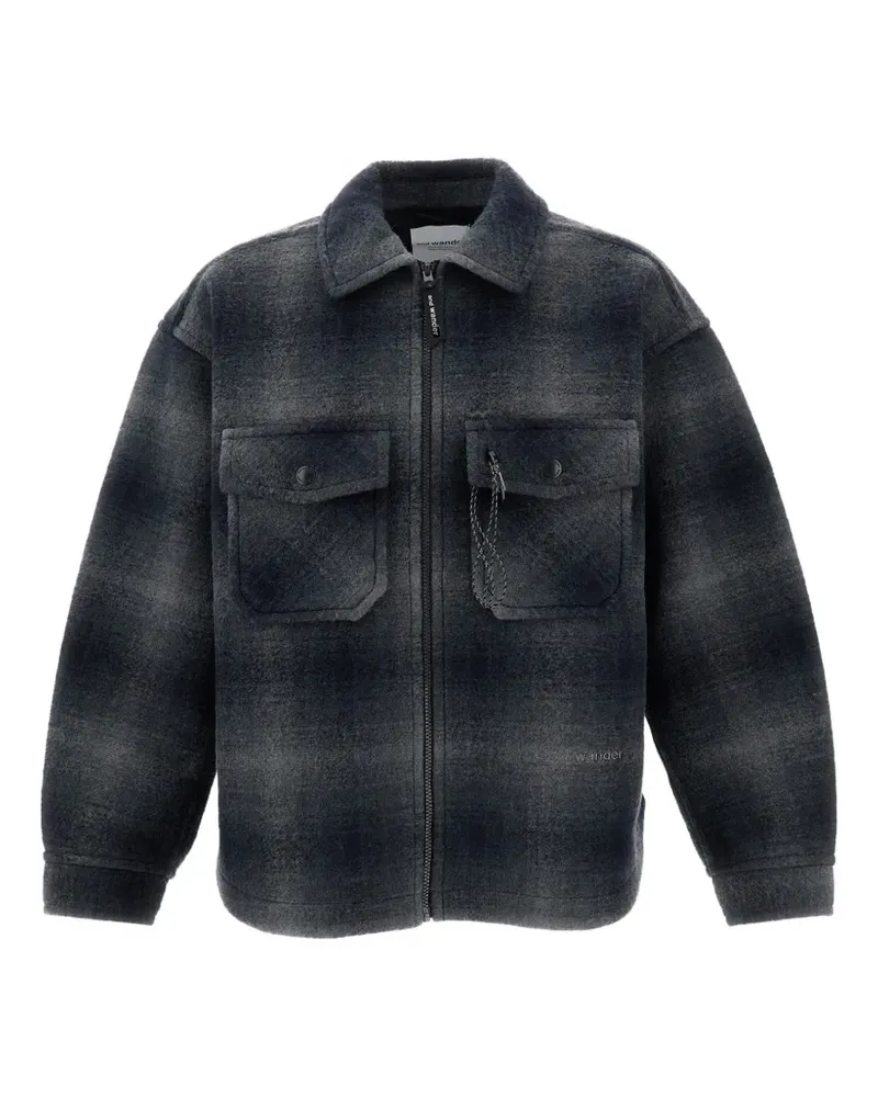 and wander plaid-pattern zip-up jacket - Grau Grau