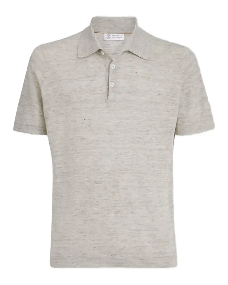Brunello Cucinelli linen and cotton knit polo shirt - Nude Nude