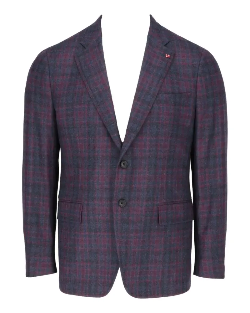 Isaia check-pattern notched-lapel blazer - Rot Rot