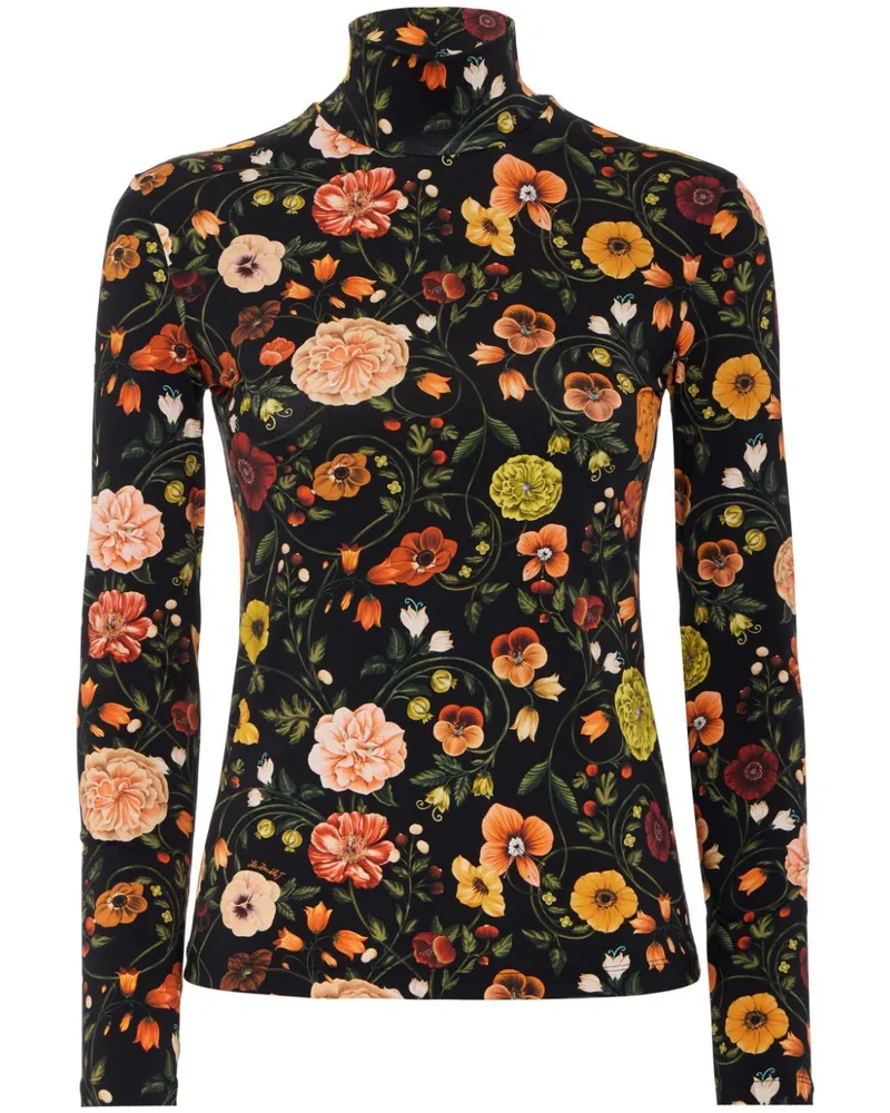 La DoubleJ Top mit Blumen-Print Schwarz