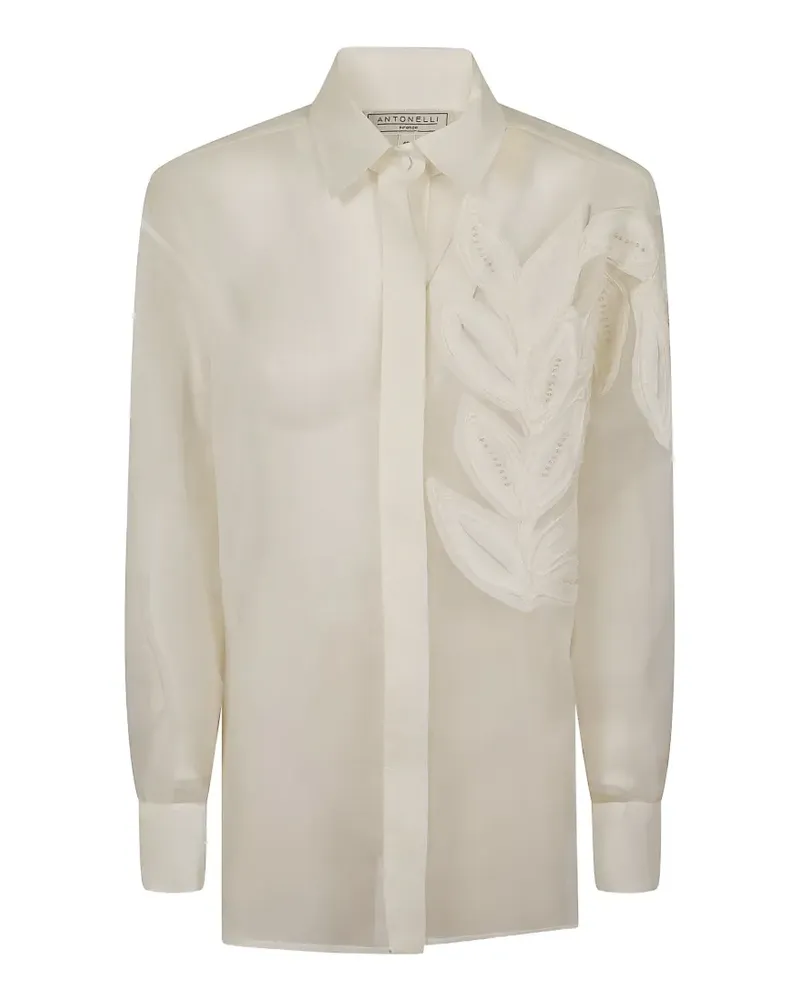 Antonelli Firenze Alessandra leaf-appliqué shirt - Weiß Weiß