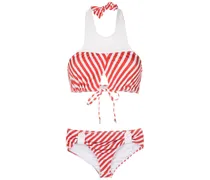 Gestreiftes Neckholder-Bikinioberteil - Rot
