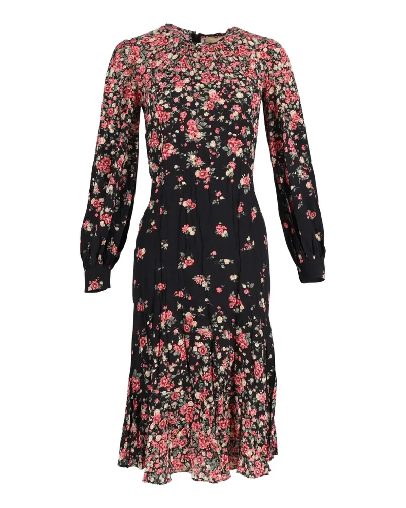 Michael Kors Seidenkleid mit Blumen-Print - Schwarz Schwarz