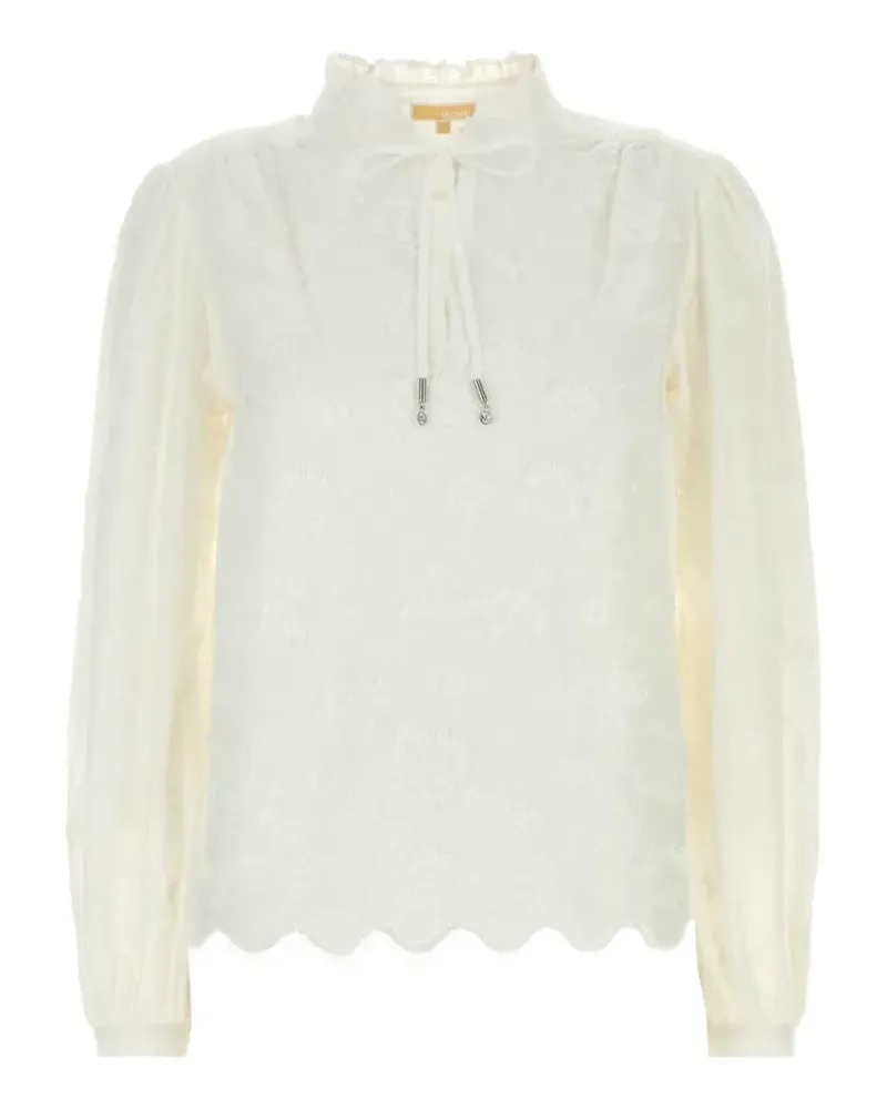 Michael Kors floral-embroidered scalloped-hem blouse - Nude Nude