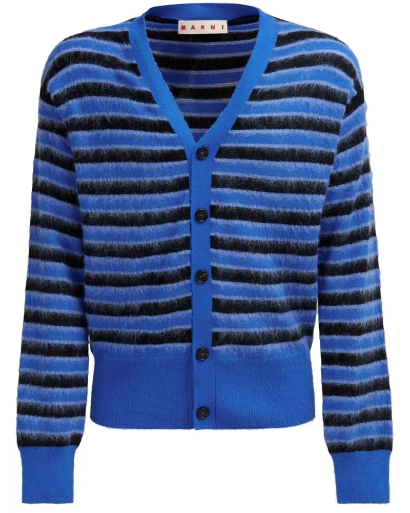 Marni Gestreifter Cardigan mit V-Ausschnitt - Blau Blau
