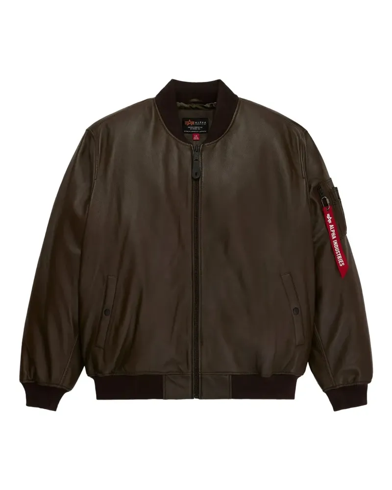Alpha Industries MA-1 leather jacket - Braun Braun