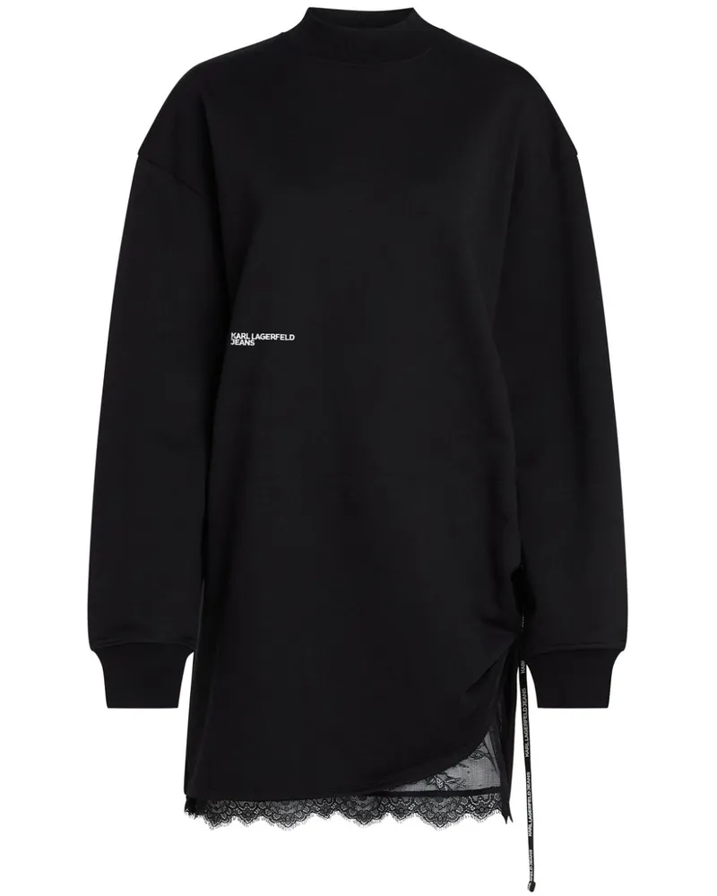 Karl Lagerfeld Kleid mit Spitzeneinsätzen - Schwarz Schwarz