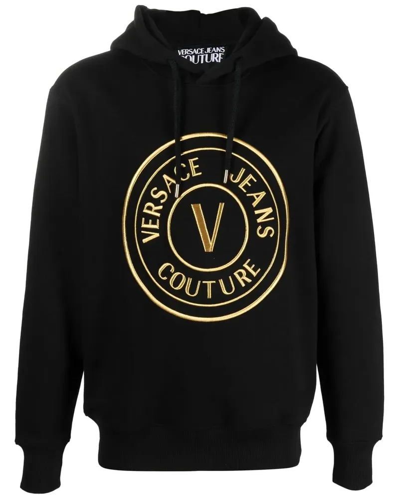 Versace Jeans Hoodie mit Logo-Stickerei - Schwarz Schwarz