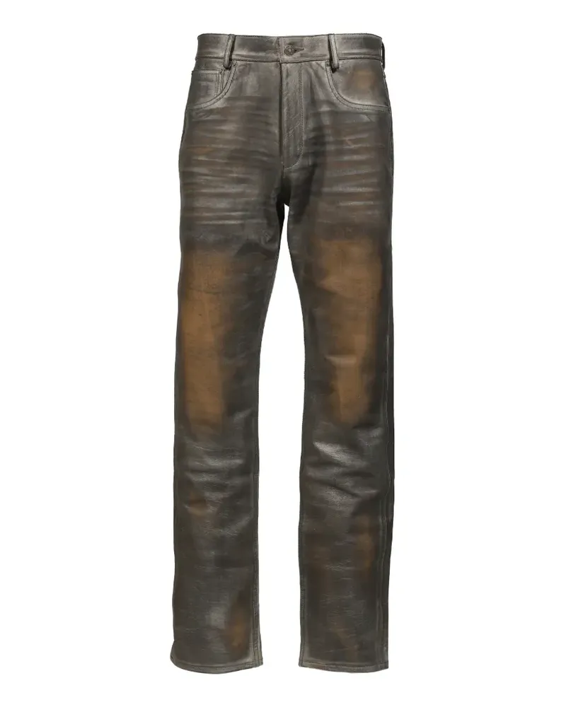 FourTwoFour on Fairfax Lederhose mit geradem Bein - Grau Grau