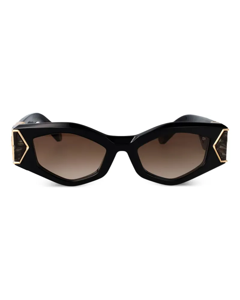 Philipp Plein Sonnenbrille mit Cat-Eye-Gestell - Schwarz Schwarz