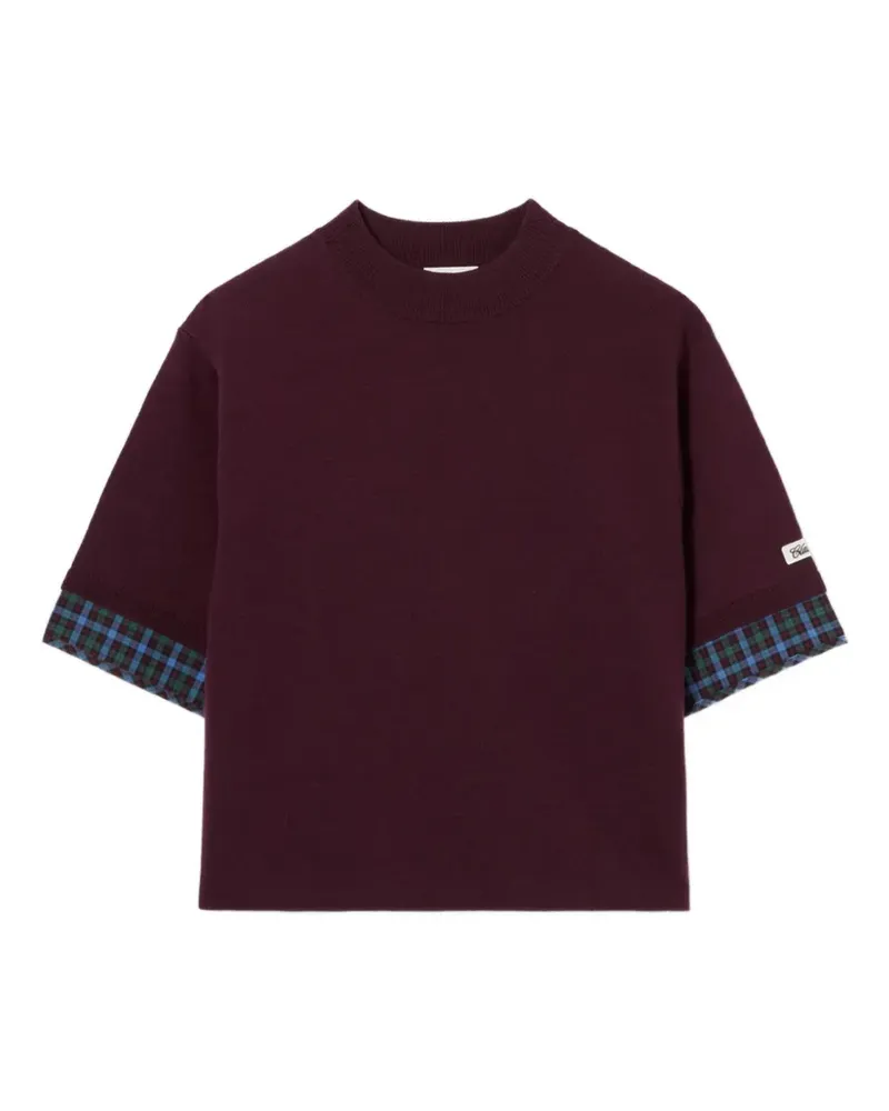 Claudie Pierlot Kurzärmeliger Pullover mit Schottenkaro - Rot Rot