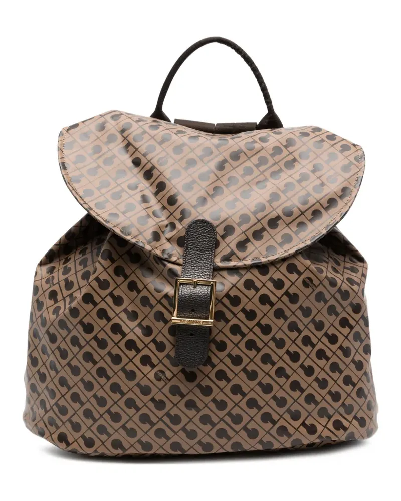 Gherardini monogram-print buckle-fastening backpack - Braun Braun
