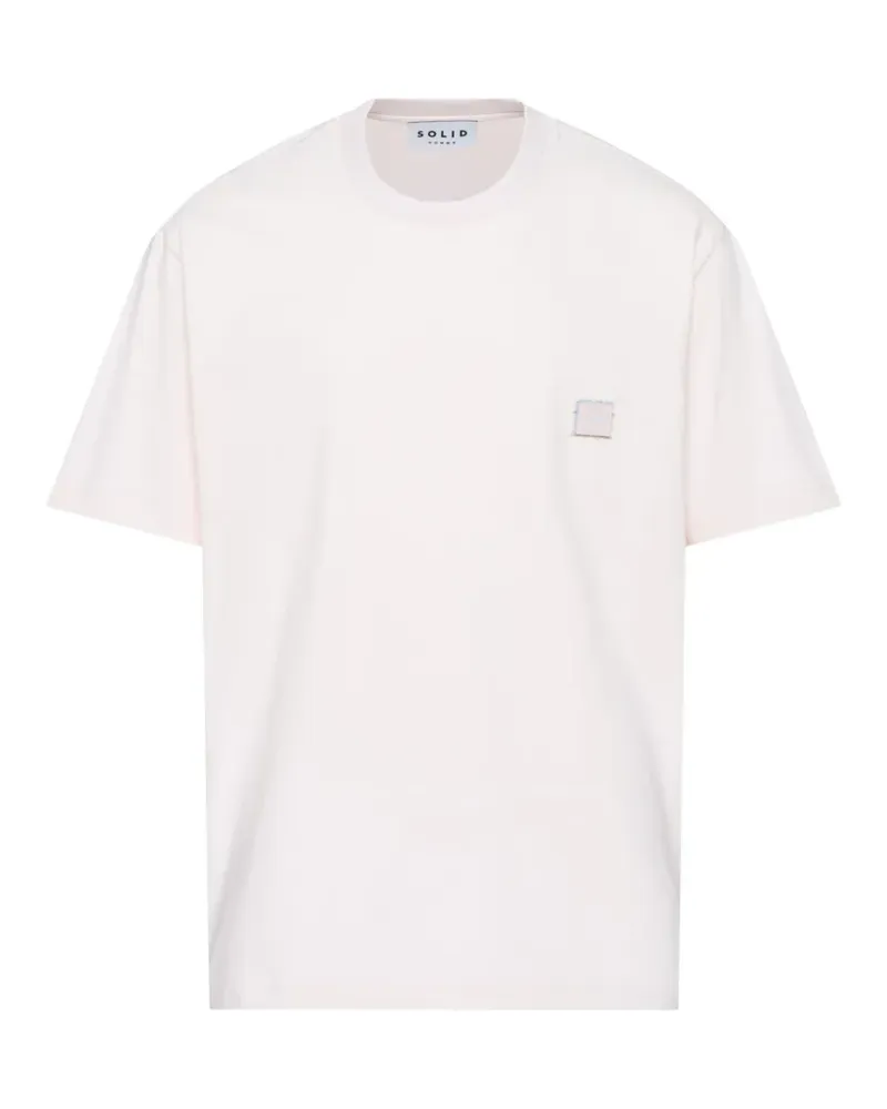 SOLID HOMME logo-patch T-shirt - Rosa Rosa
