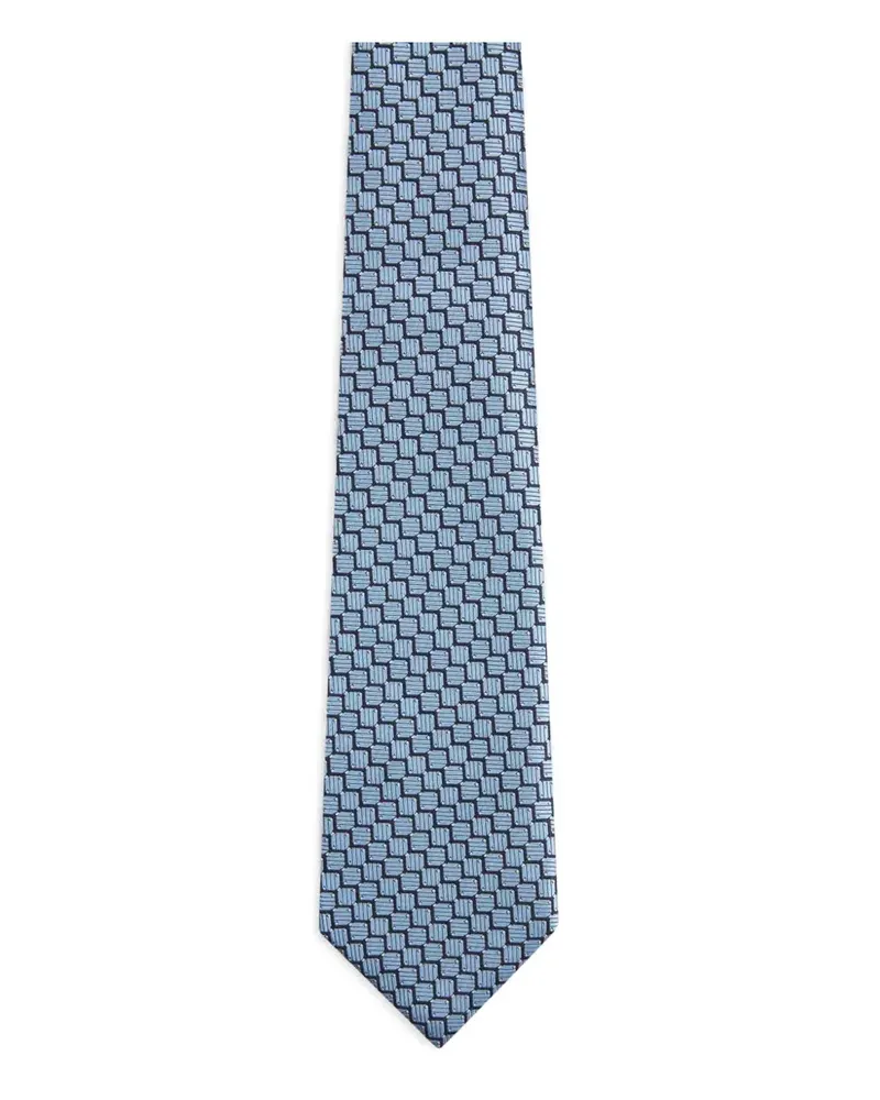 Ermenegildo Zegna Geometrisch gemusterte Seidenkrawatte - Blau Blau
