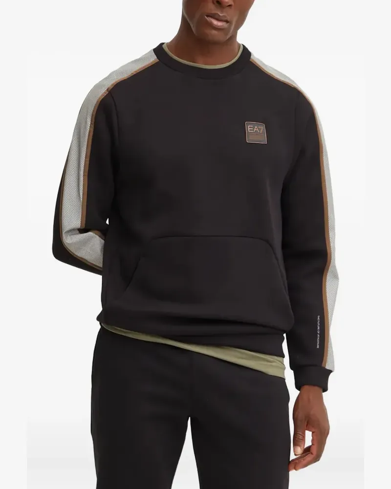 EA7 logo-print panelled sweatshirt - Schwarz Schwarz