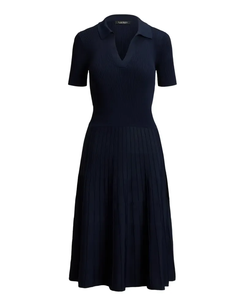 Ralph Lauren Kurzärmeliges Midikleid aus Rippstrick - Blau Blau